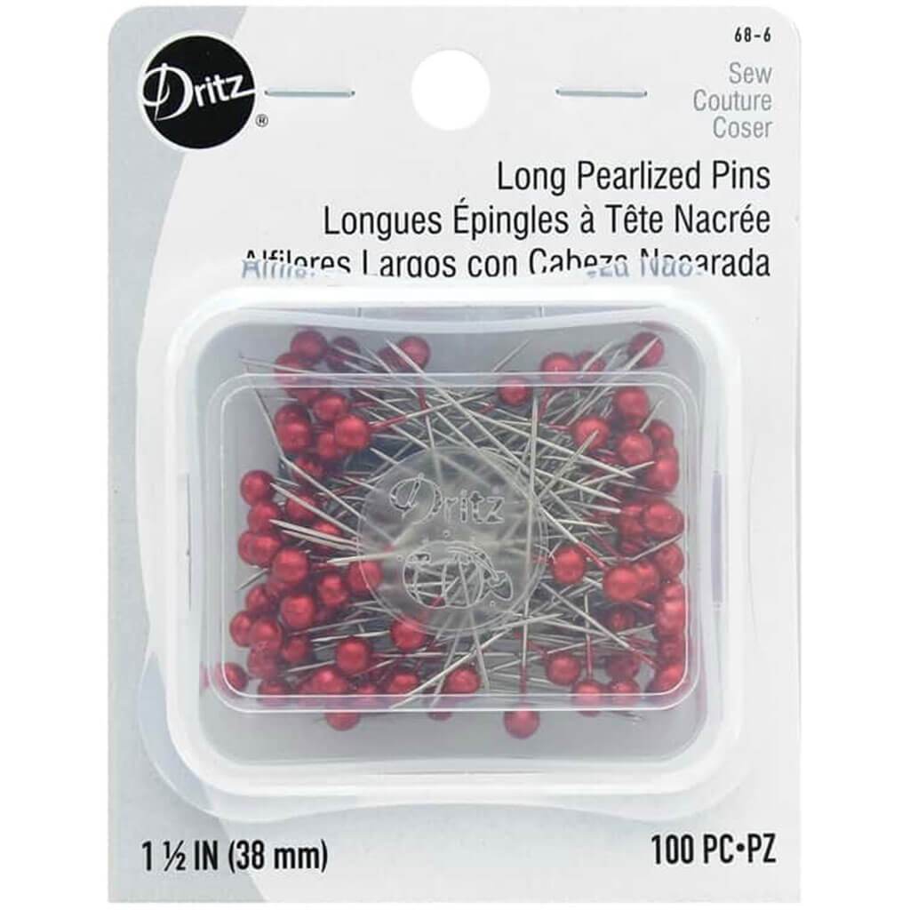 Long Pearlized Pins Red