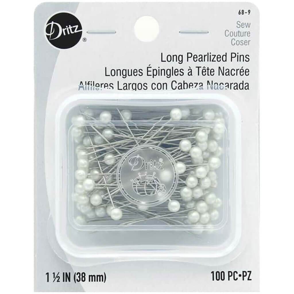 Long Pearlized Pins White