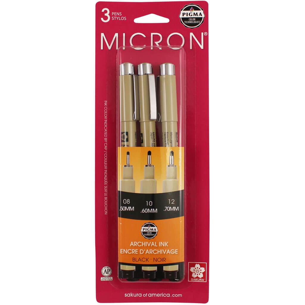 Pigma Micron Black Ink Multi-tip Set of 3