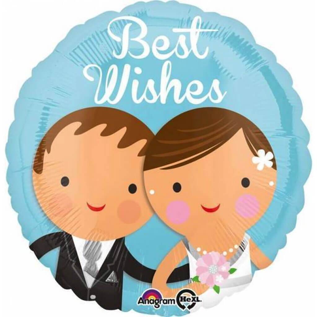 Best Wishes Wedding Couple Foil Balloon, 18in