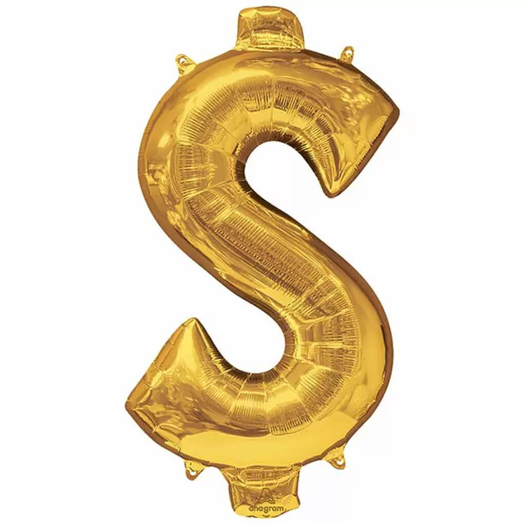 Foil Balloon Letter $ Dollar Sign 40in Gold