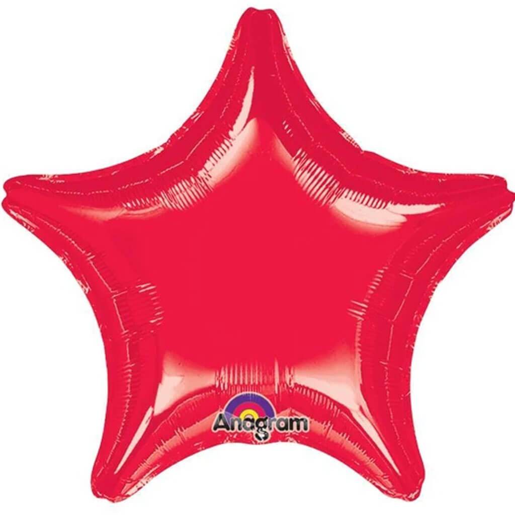 Metallic Red Star Foil Balloon, 28in