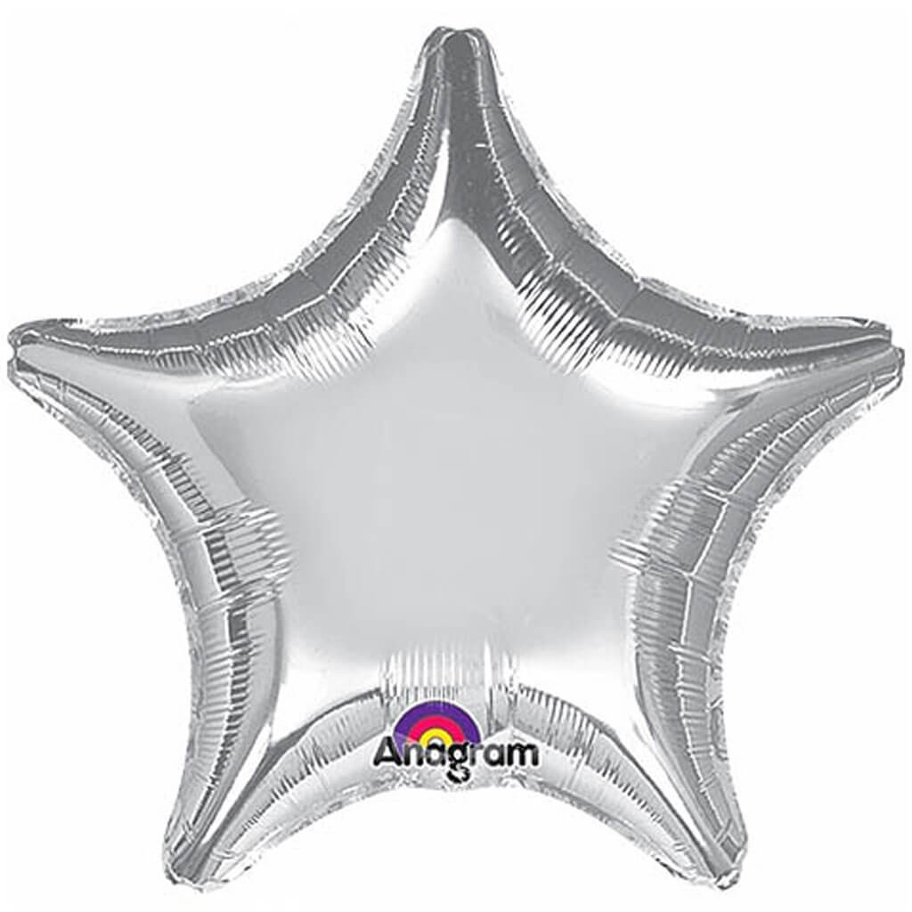 Metallic Silver Star Foil Balloon, 28in