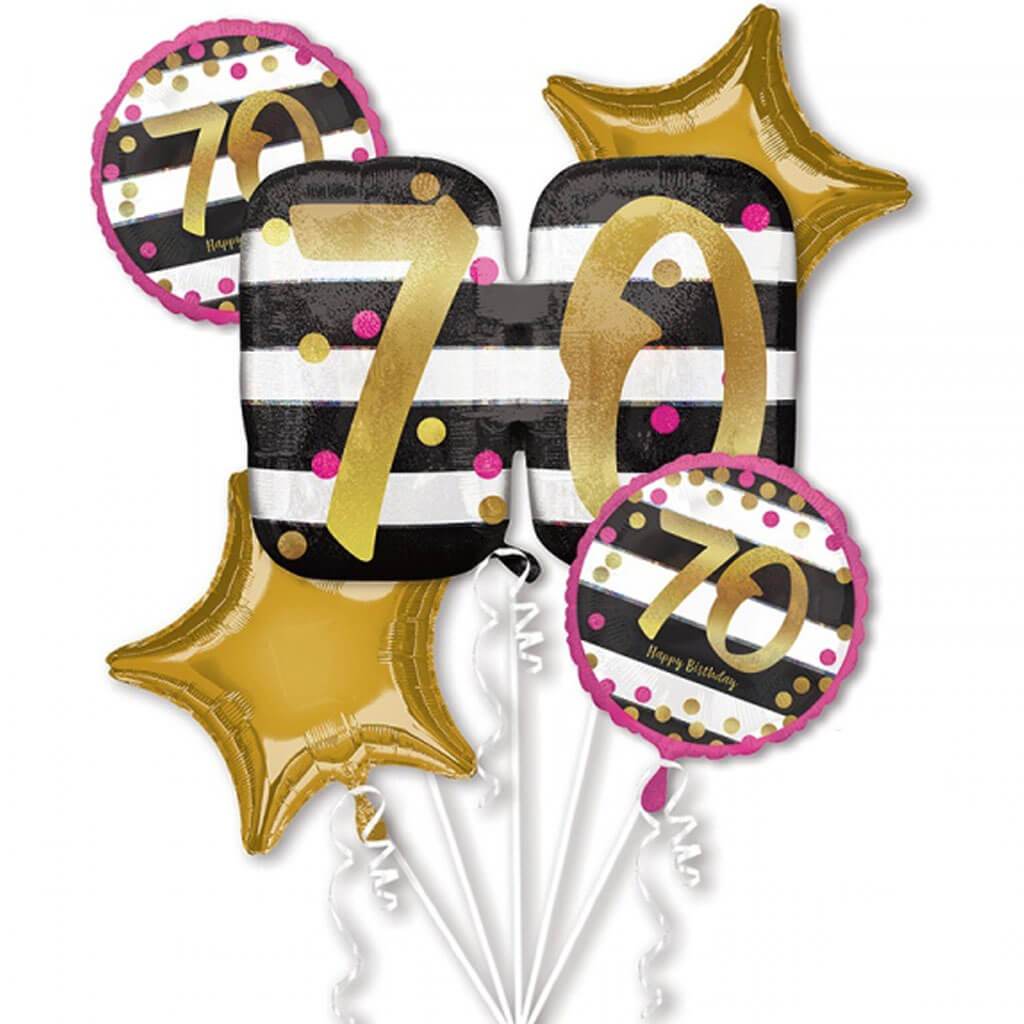 Pink &amp; Gold Milestone 70 Bouquet Balloon