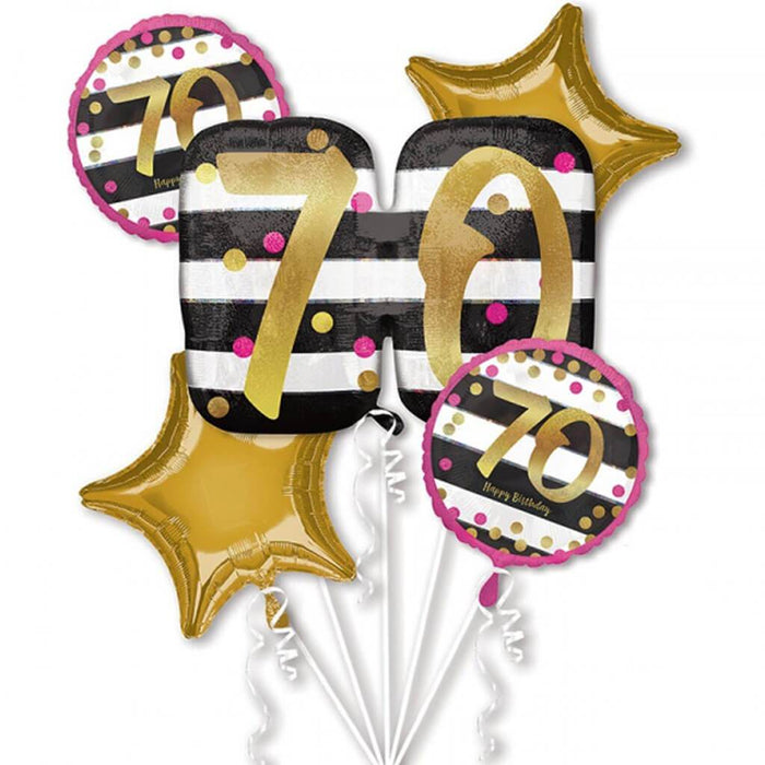 Pink & Gold Milestone 70 Bouquet Balloon