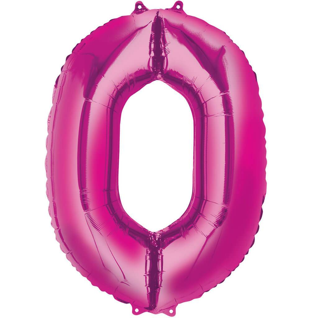 Number 0 Pink Foil Balloon, 16in