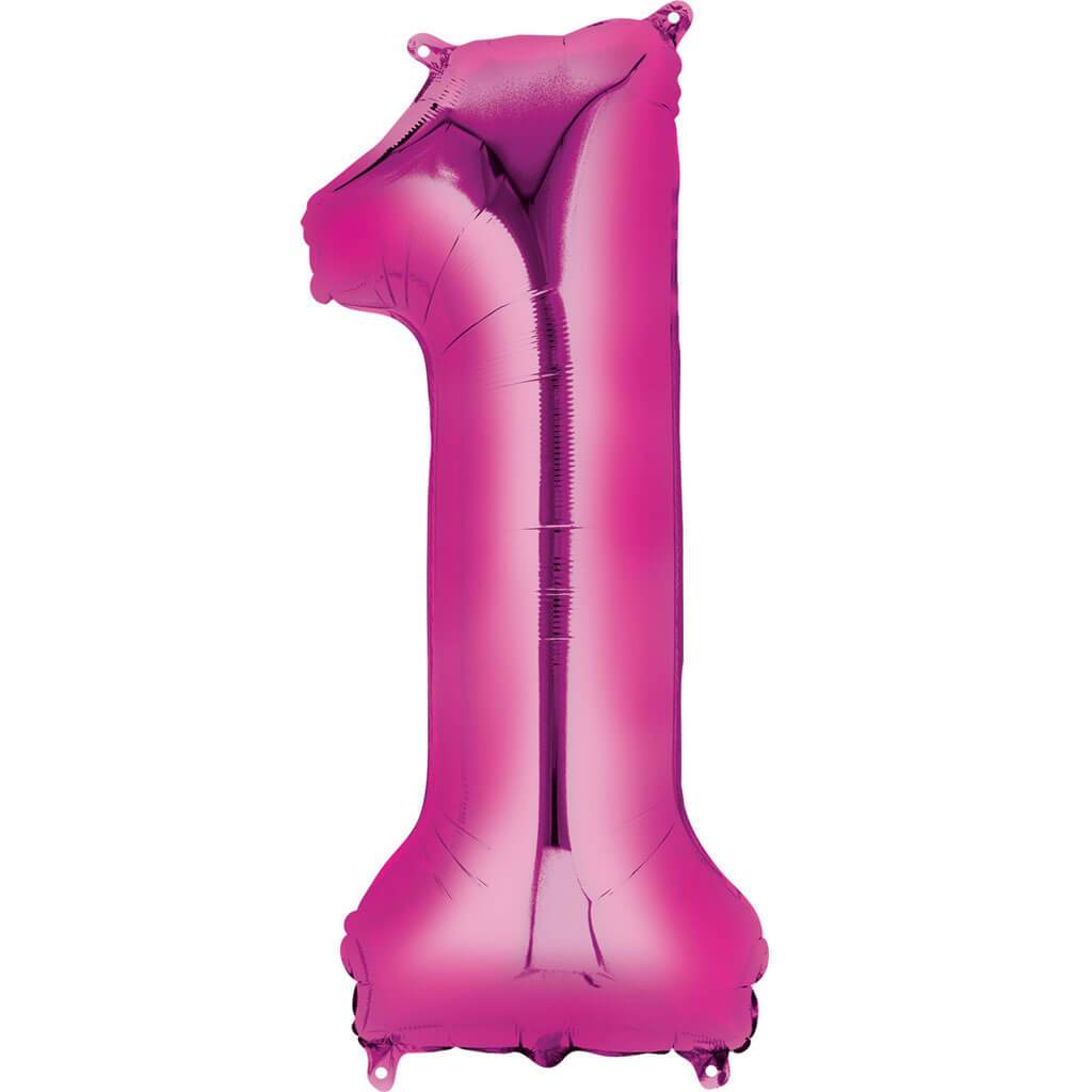 Number 1 Pink Foil Balloon, 16in