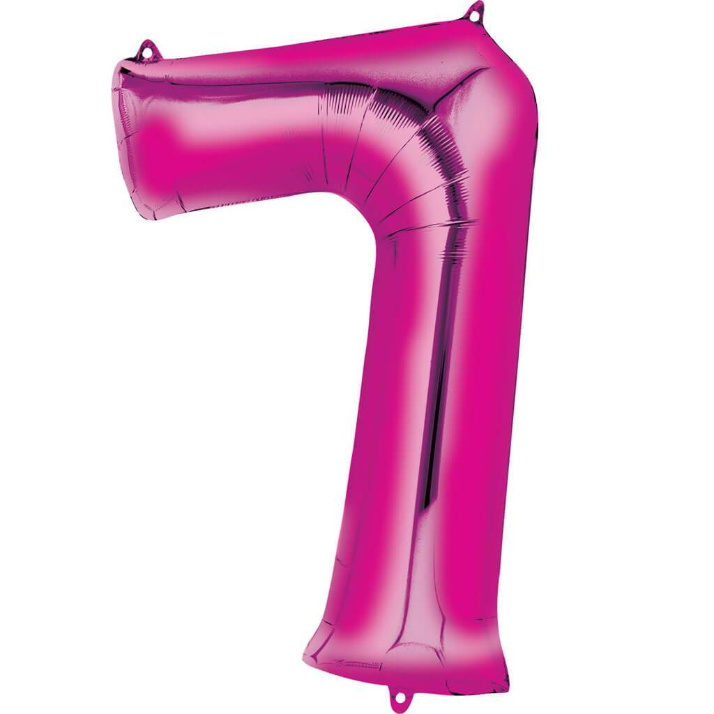 Number 7 Pink Foil Balloon, 16in