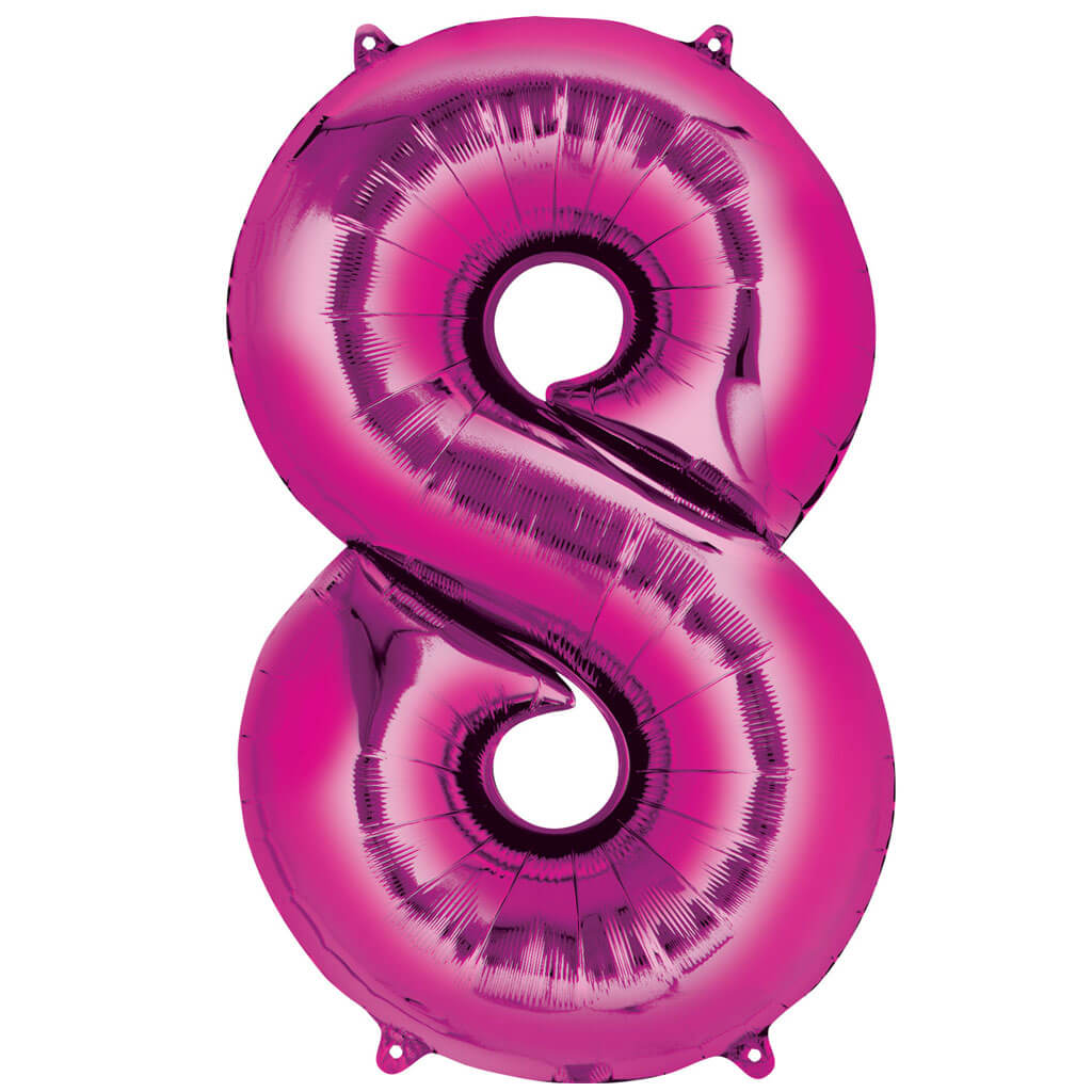 Number 8 Pink Foil Balloon, 16in