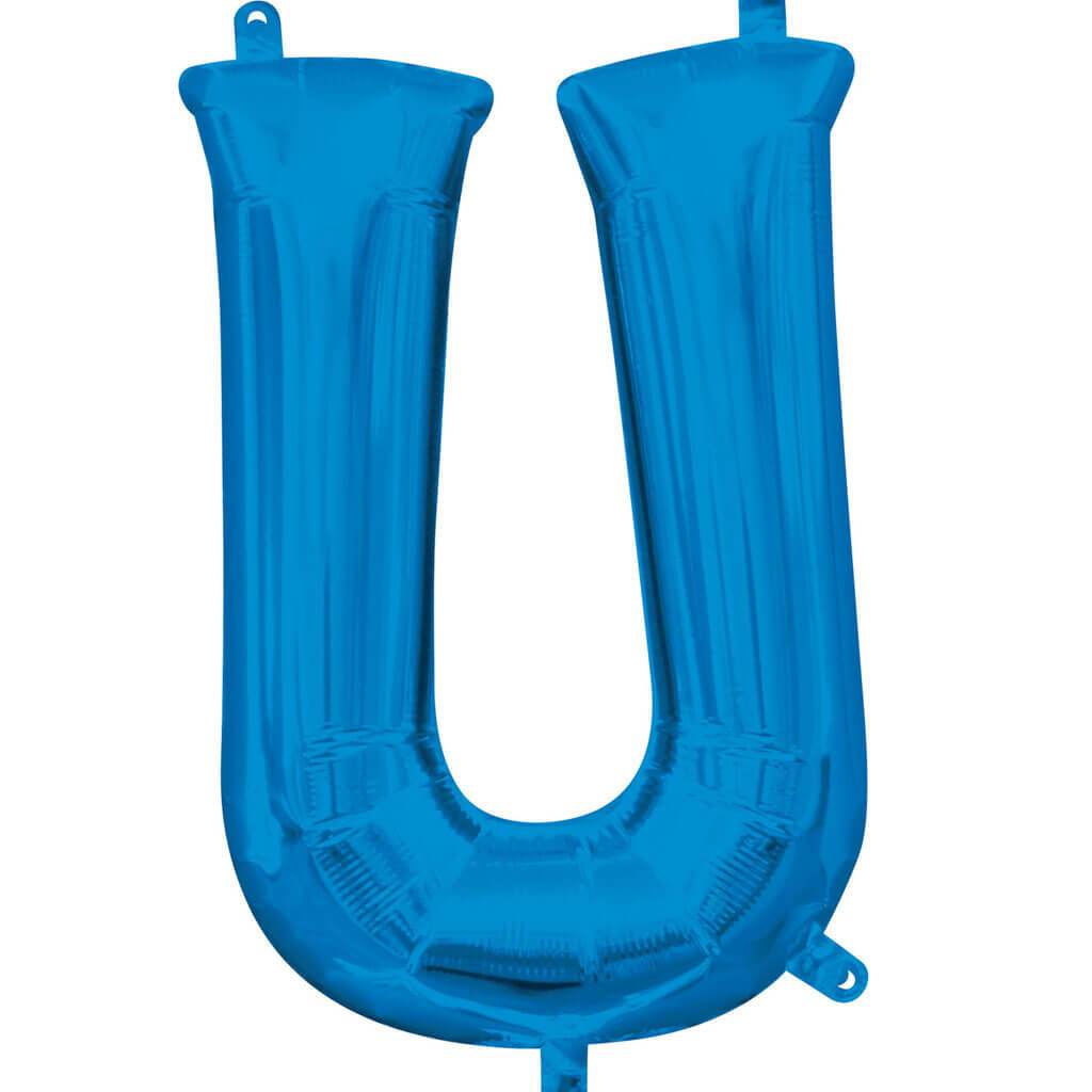 Letter U Blue Foil Balloon, 16in