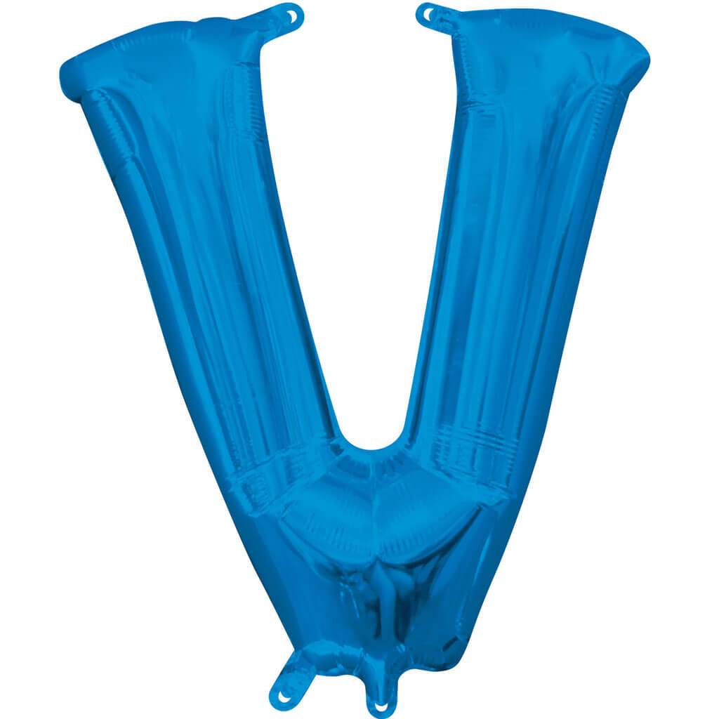 Letter V Blue Foil Balloon, 16in