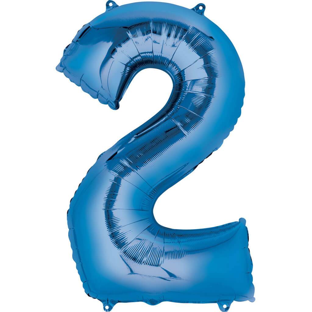 Number 2 Blue Foil Balloon, 16in