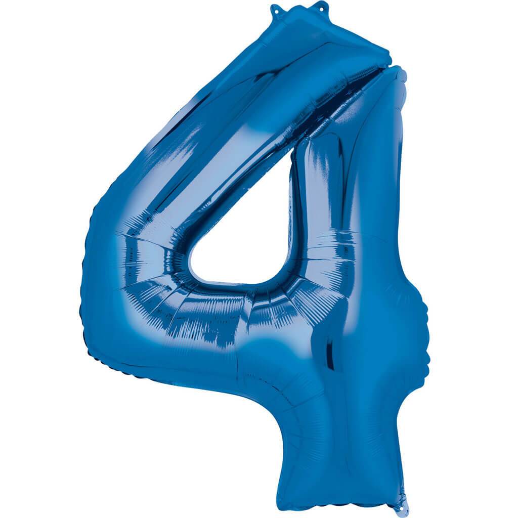 Number 4 Blue Foil Balloon, 16in