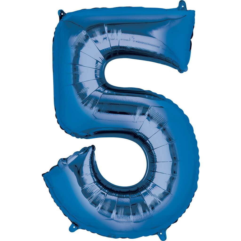 Number 5 Blue Foil Balloon, 16in