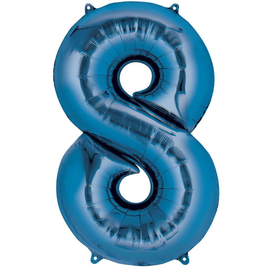 Number 8 Blue Foil Balloon, 16in