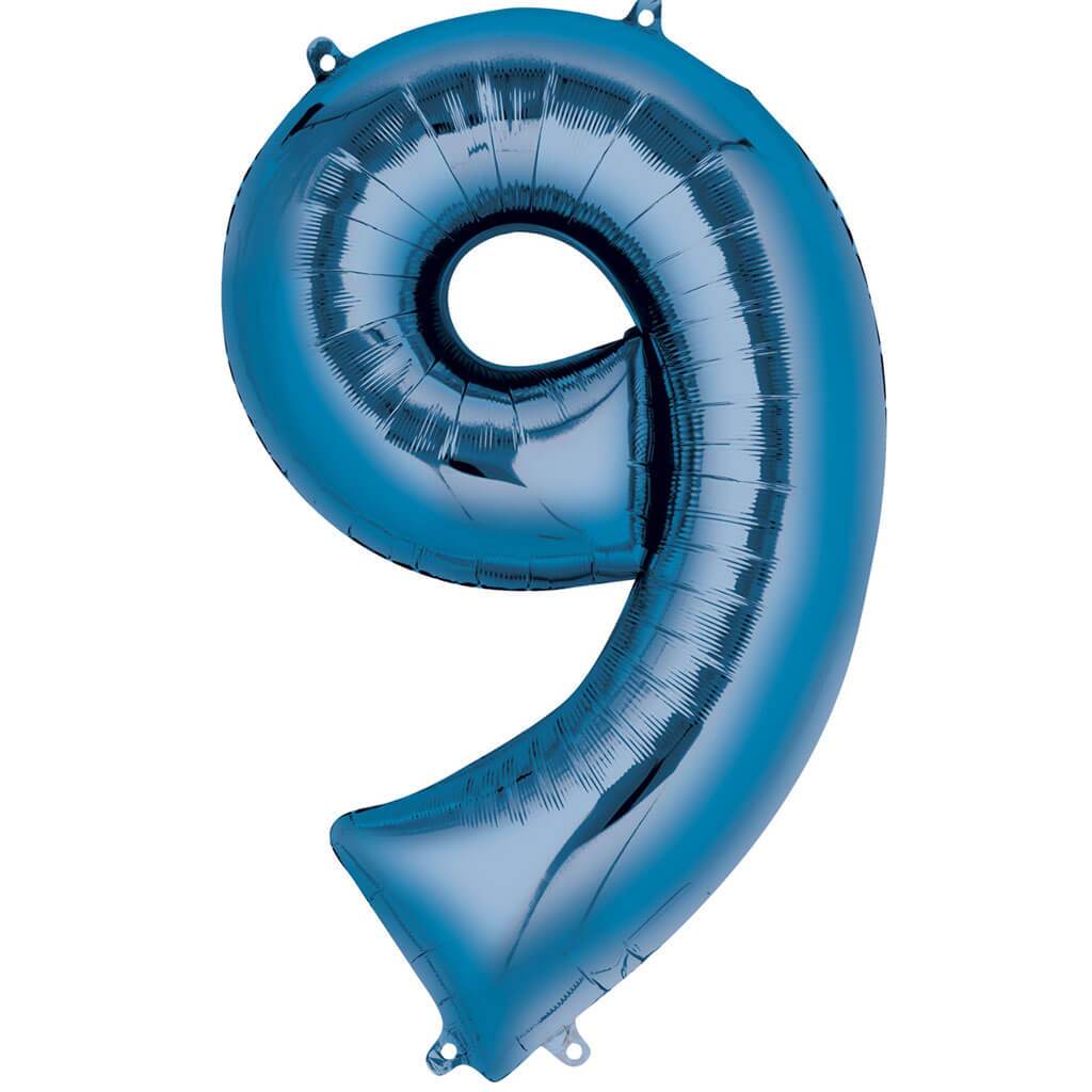 Number 9 Blue Foil Balloon, 16in