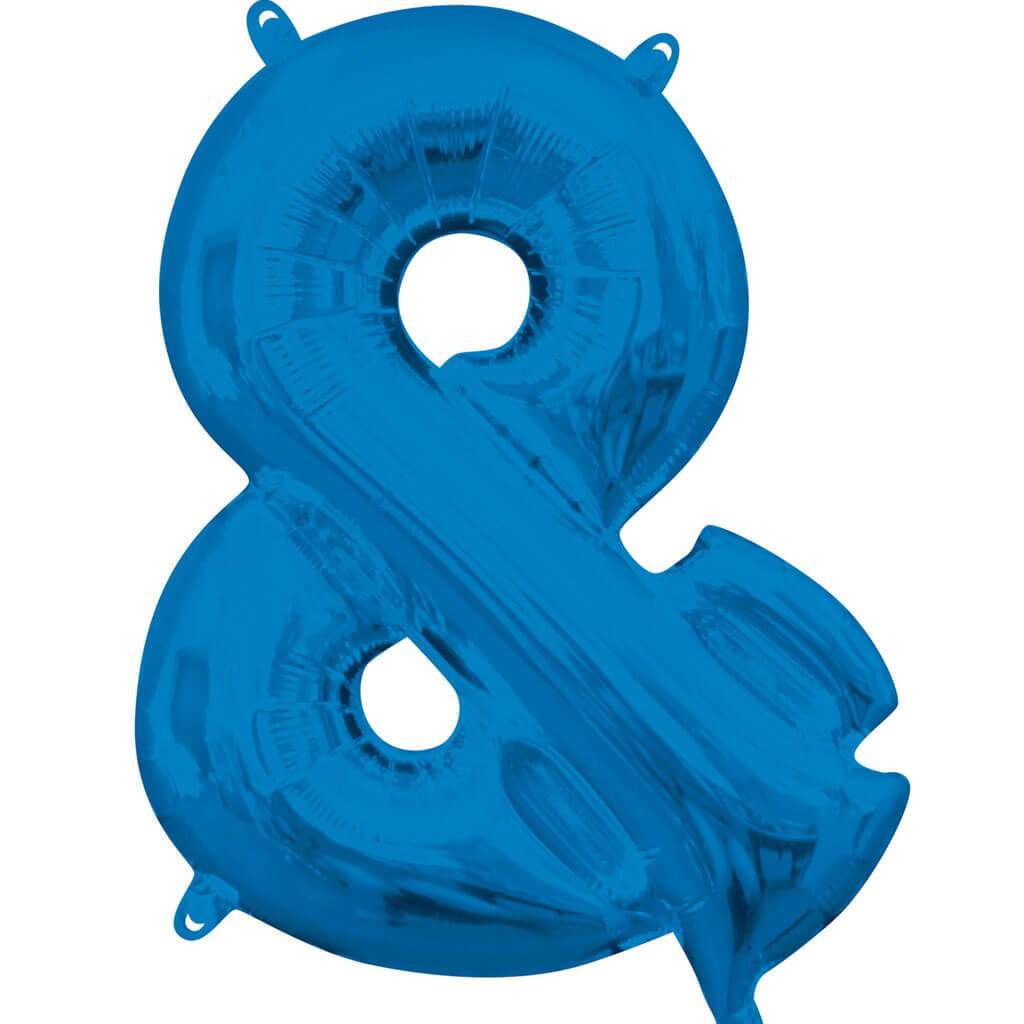 Symbol Ampersand Sign Blue Foil Balloon, 16in