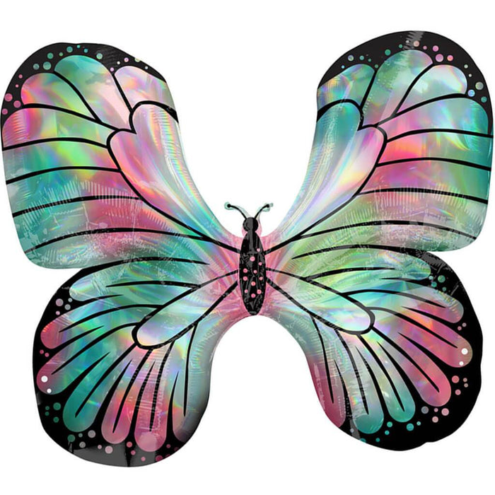 Iridescent Teal & Pink Butterfly Foil Balloon, 30in