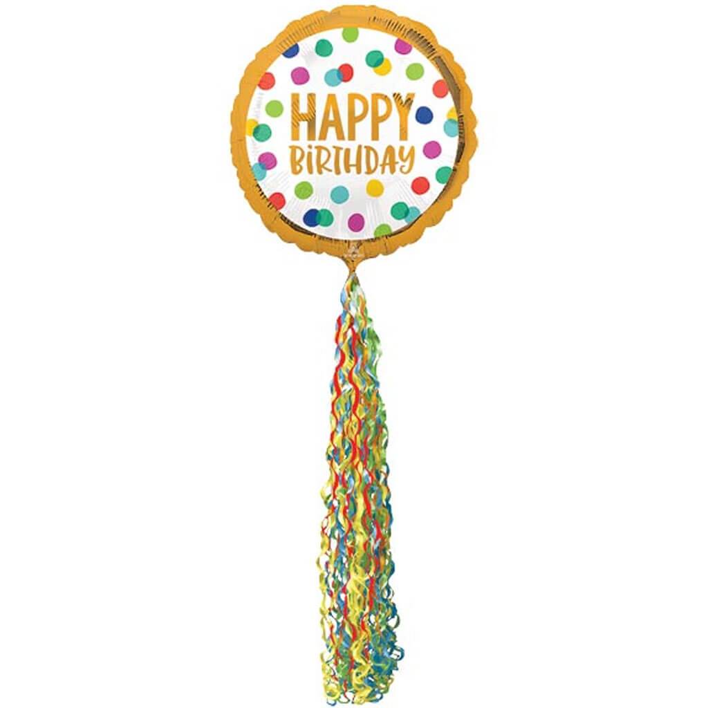 Happy Birthday Dots Airwalker Foil Balloon, 70in