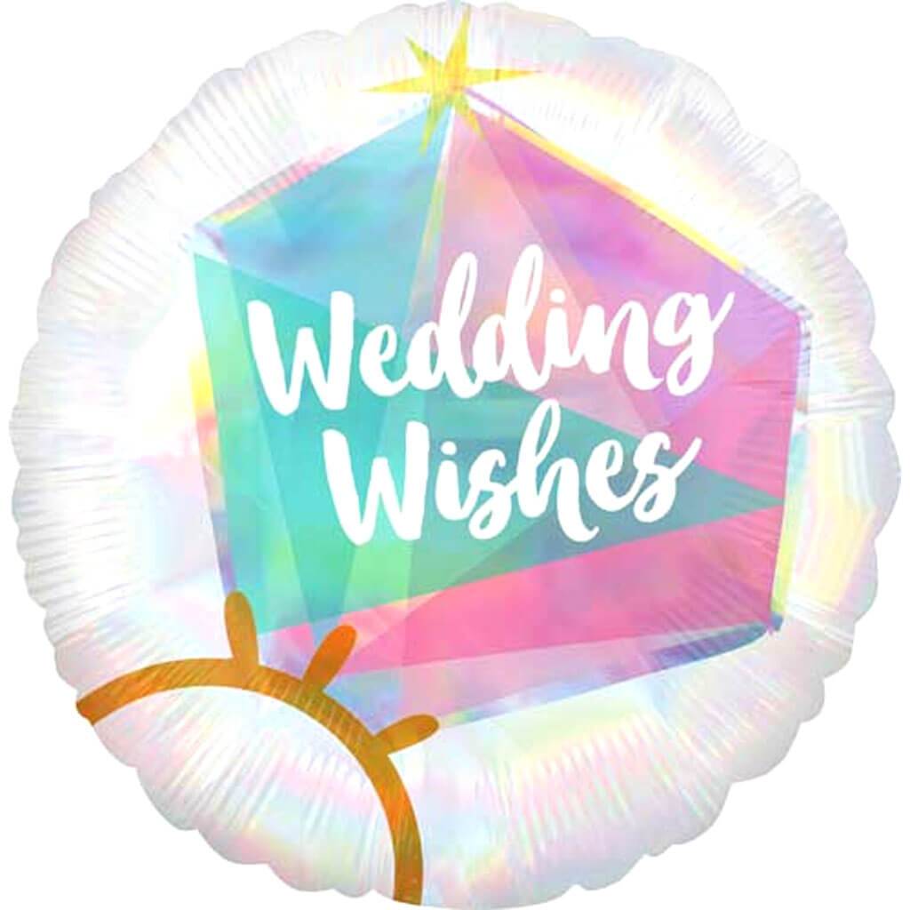 Iridescent Wedding Ring Foil Balloon, 18in