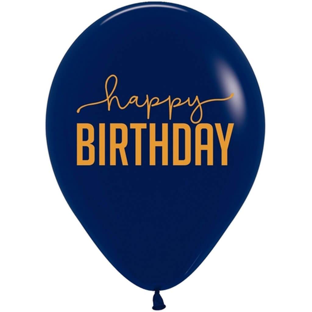 Happy Birthday Navy Blue Latex Balloon, 11in