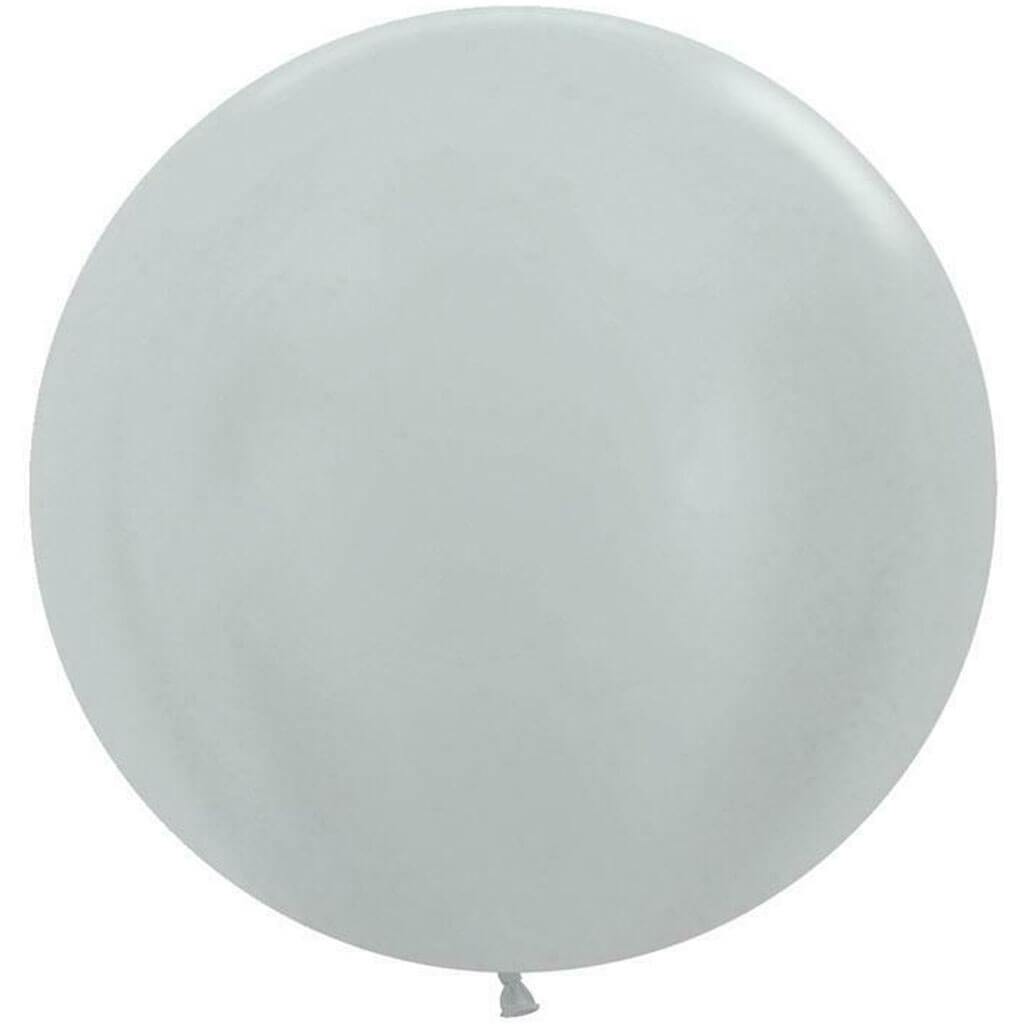 Metallic Silver Latex Balloon, 24in