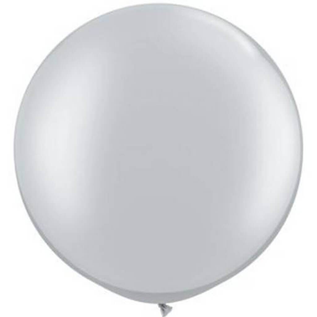 Metallic Silver Latex Balloon, 30in