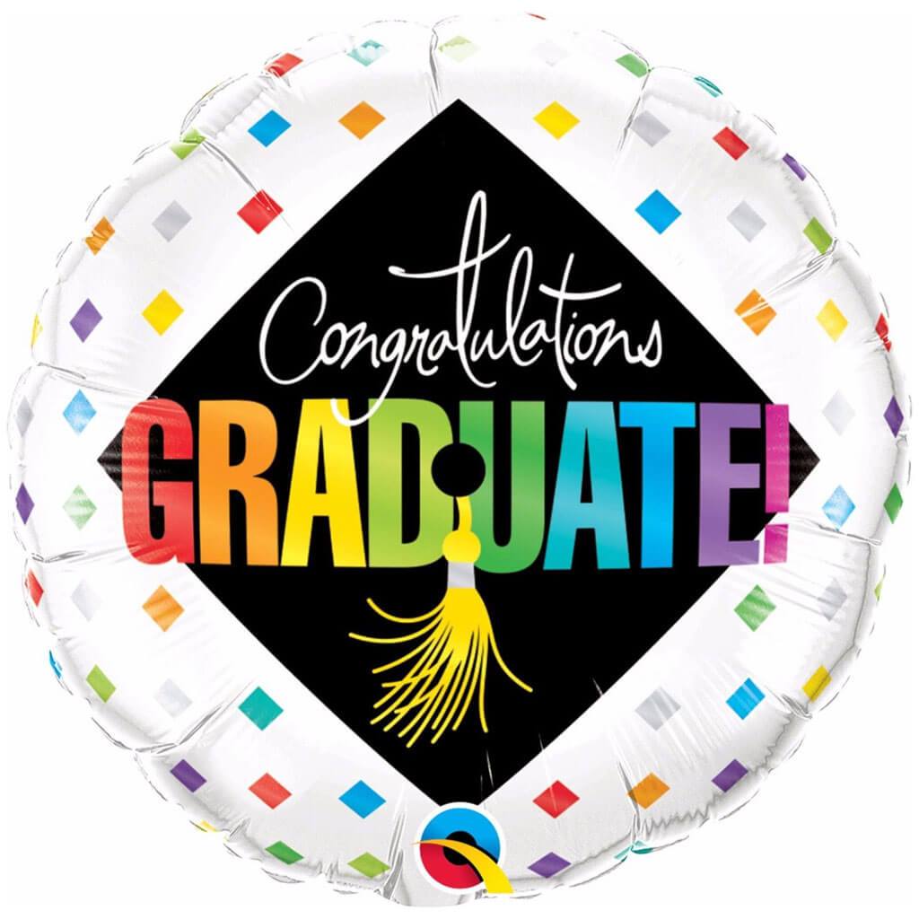 Graduate Cap &amp; Diamonds Foil Balloon, 18in