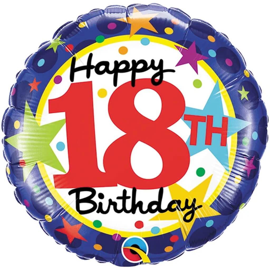 18th Birthday Stars Foil Balloon, 18in