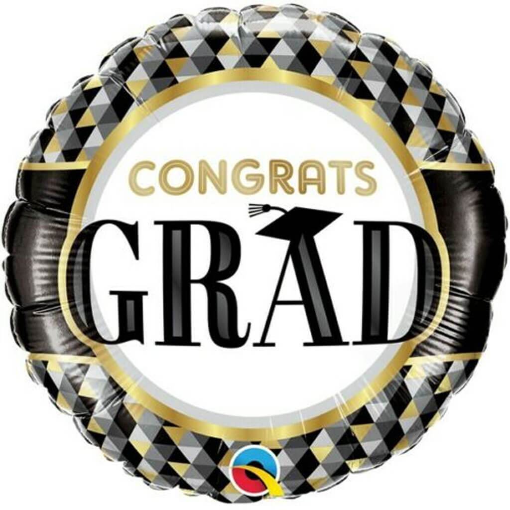 Black &amp; Gold Graduation Foil Balloon, 18in