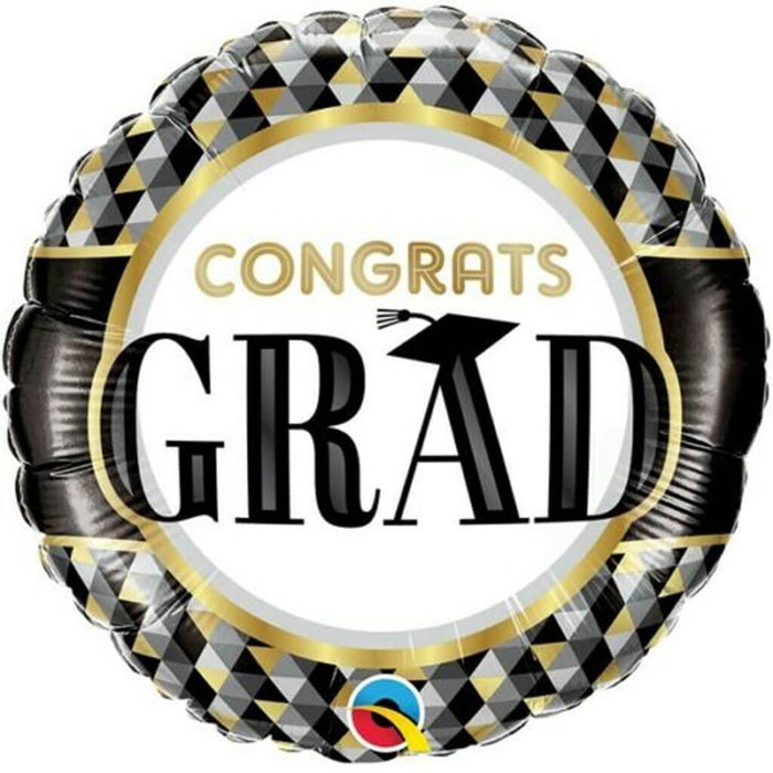 Black & Gold Graduation Foil Balloon, 18in
