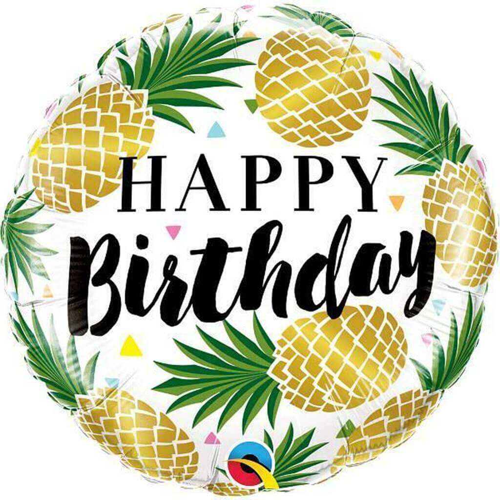 Birthday Golden Pineapple Foil Balloon, 18in