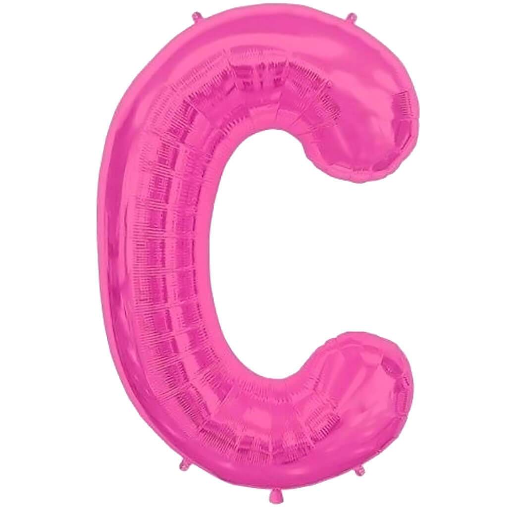 Letter C Magenta Foil Balloon, 34in