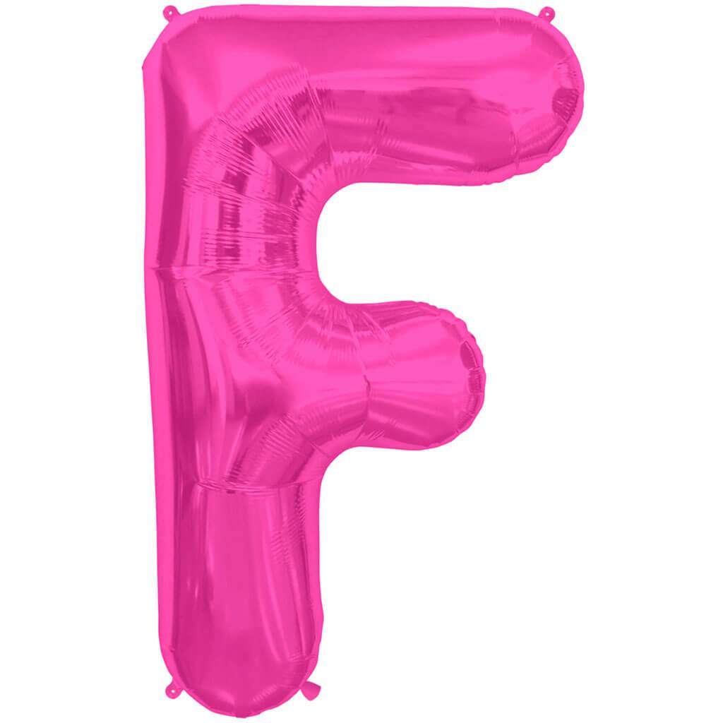 Letter F Magenta Foil Balloon, 34in