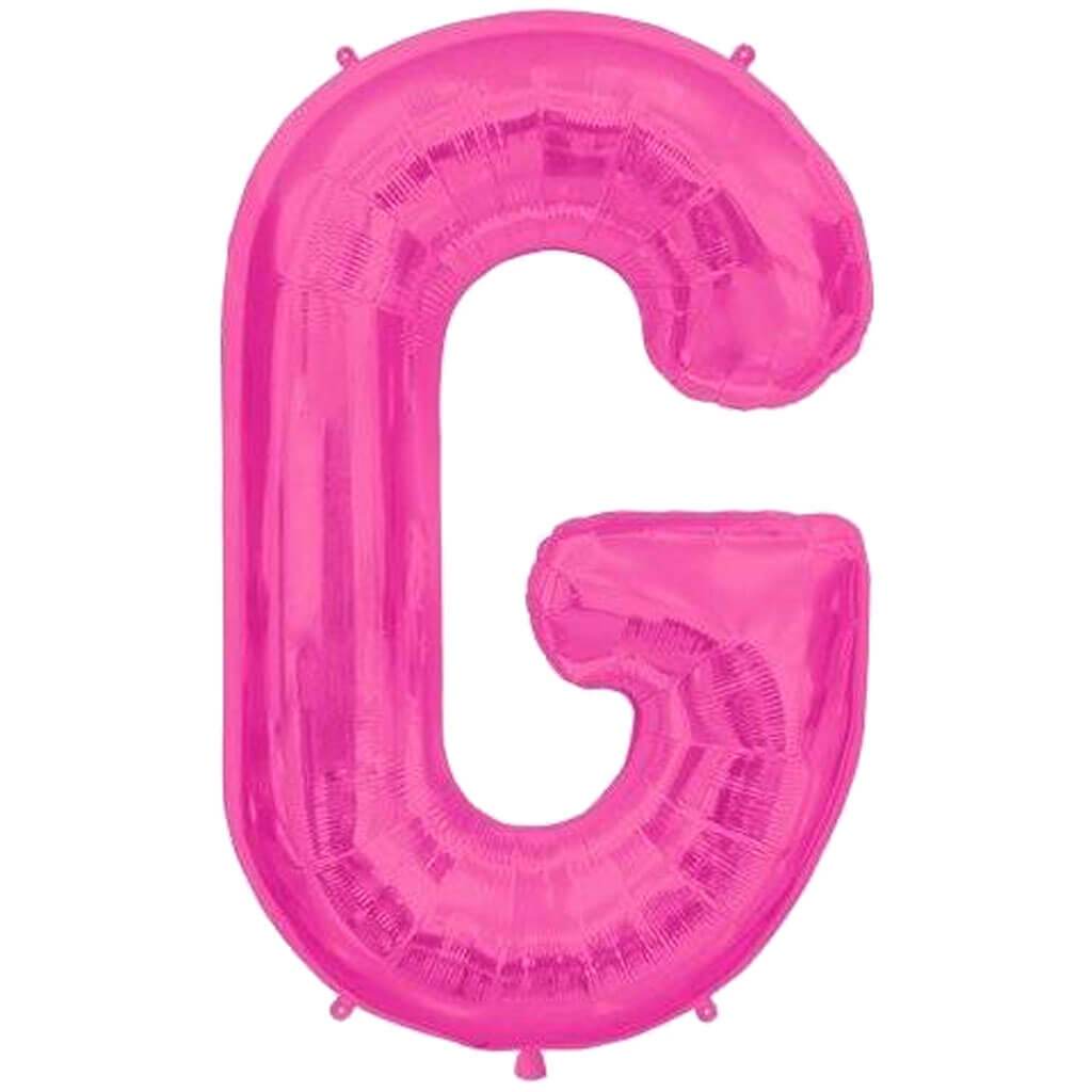 Letter G Magenta Foil Balloon, 34in