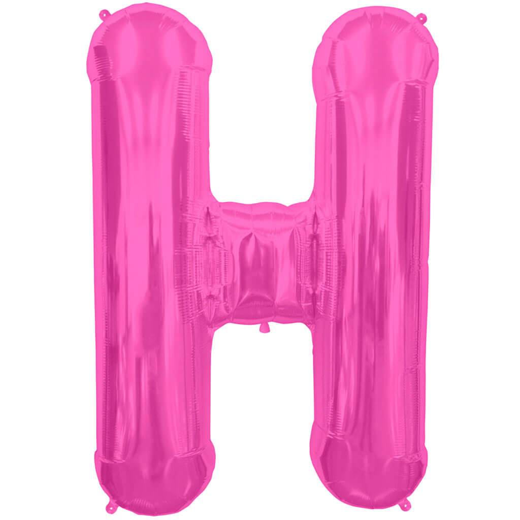 Letter H Magenta Foil Balloon, 34in