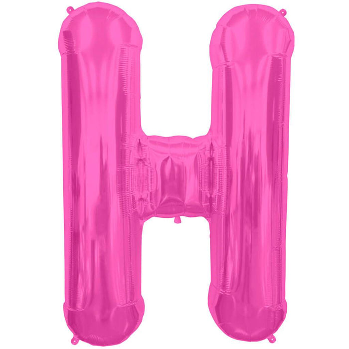 Letter H Magenta Foil Balloon, 34in