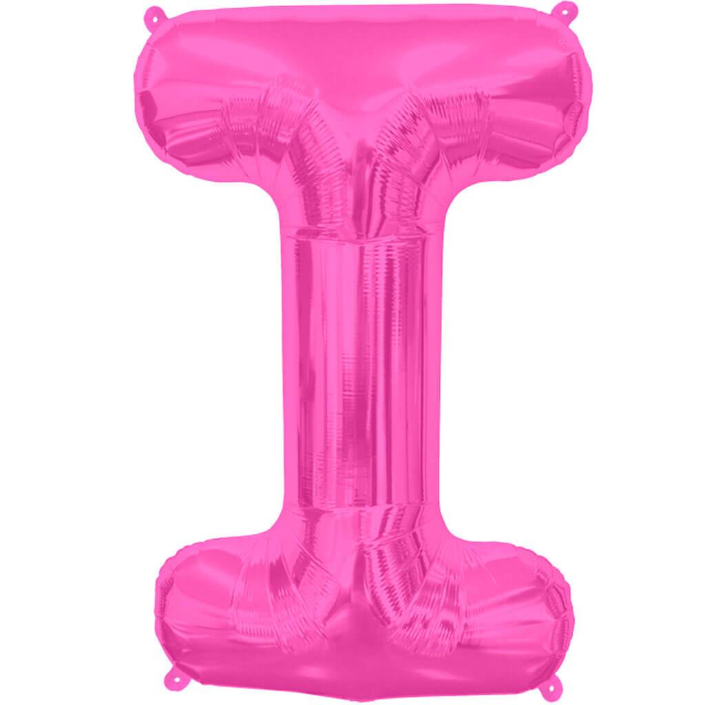 Letter I Magenta Foil Balloon, 34in