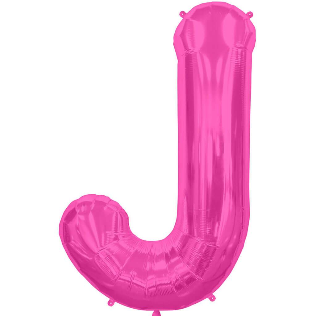 Letter J Magenta Foil Balloon, 34in