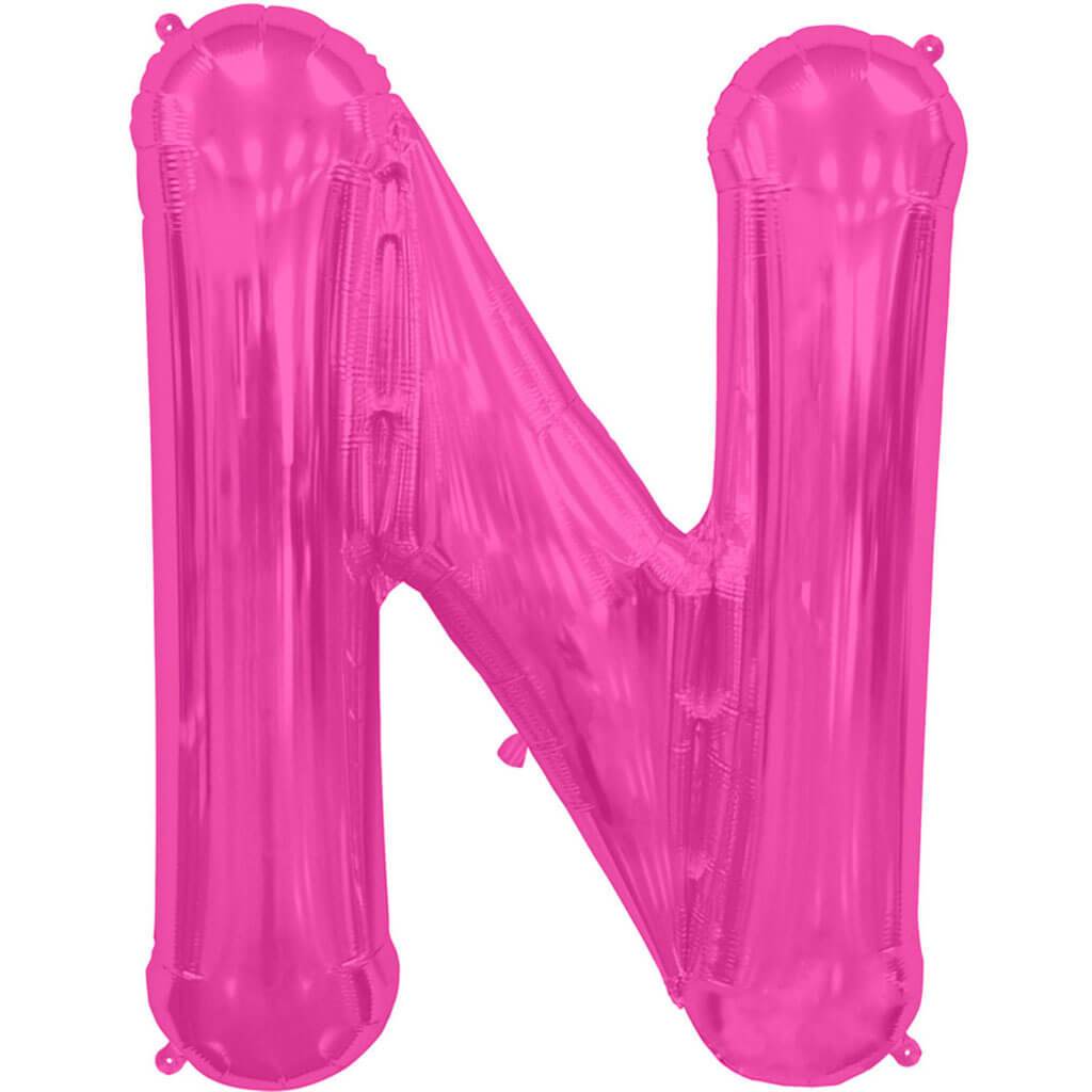 Letter N Magenta Foil Balloon, 34in