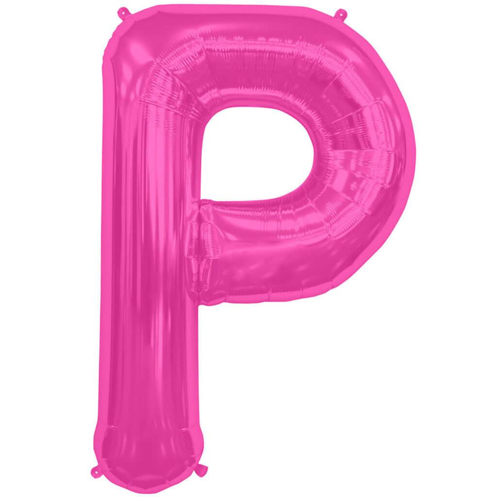 Letter P Magenta Foil Balloon, 34in