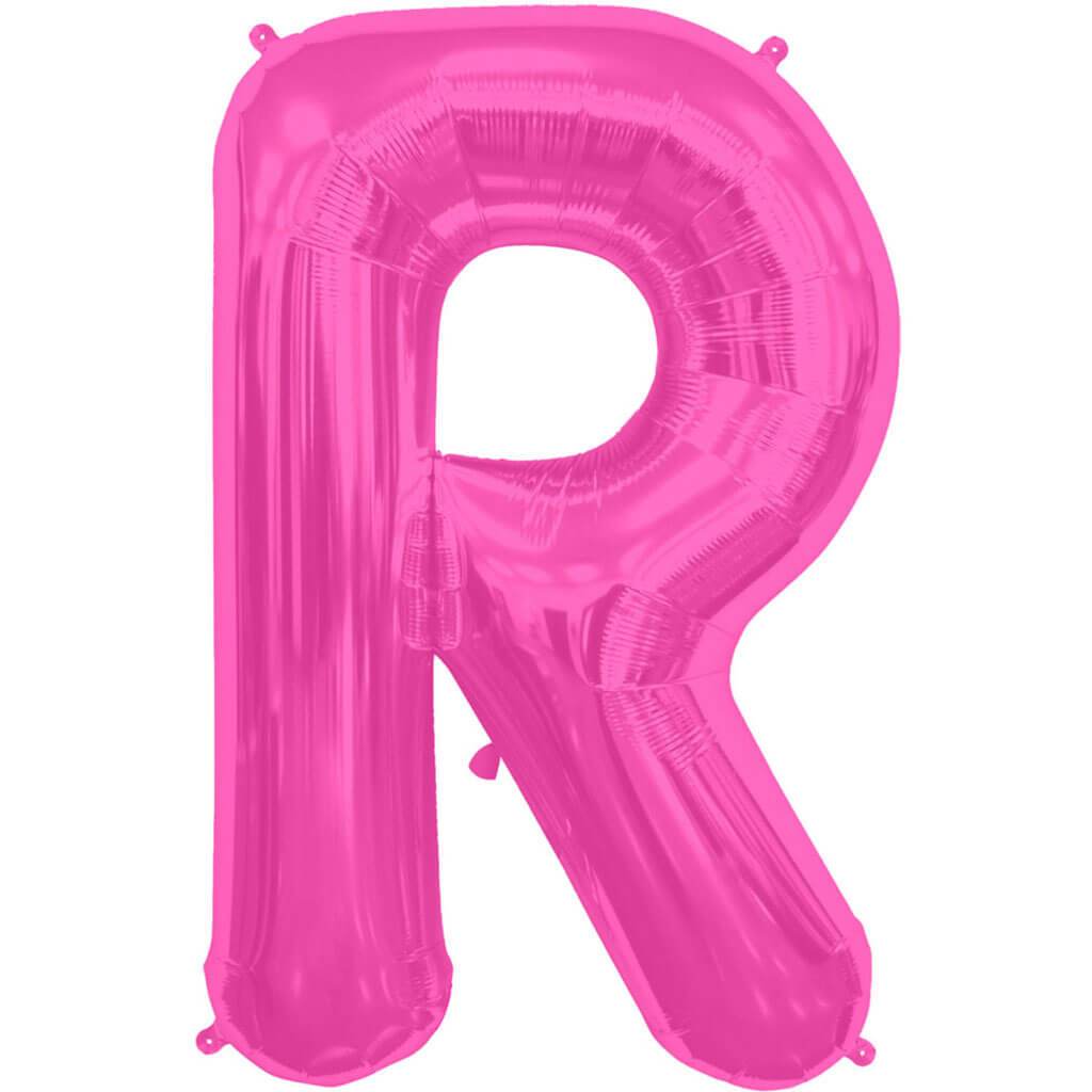 Letter R Magenta Foil Balloon, 34in