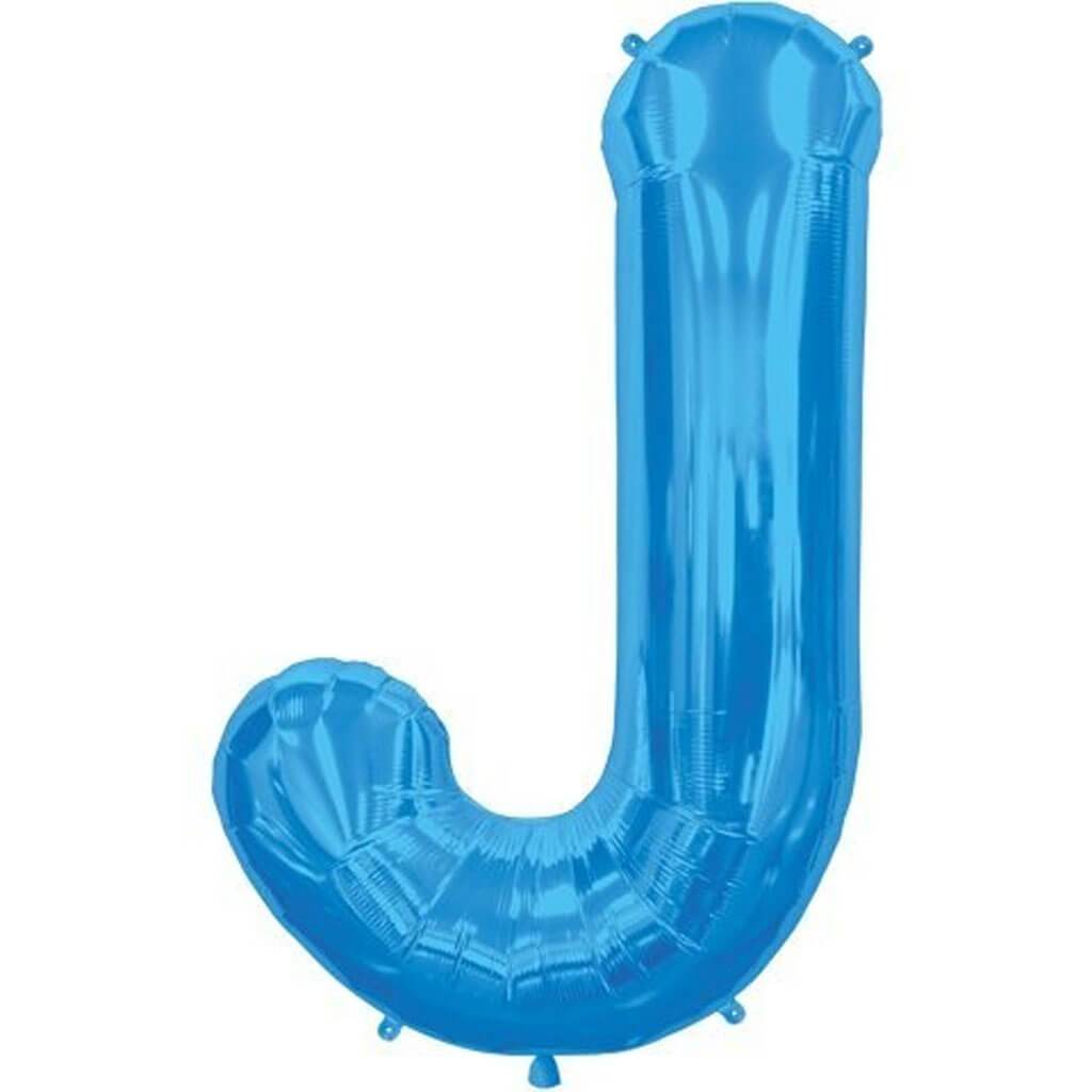 Letter J Blue Foil Balloon, 34in