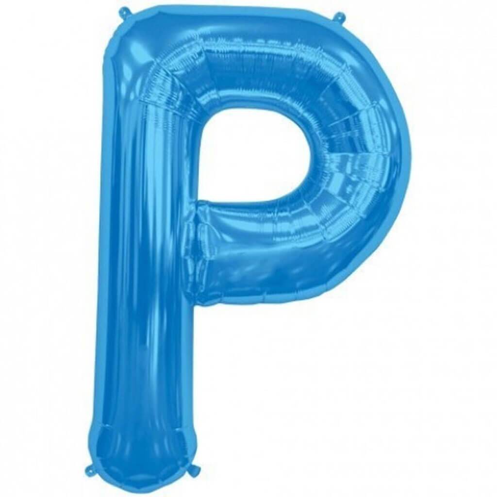 Letter P Blue Foil Balloon, 34in