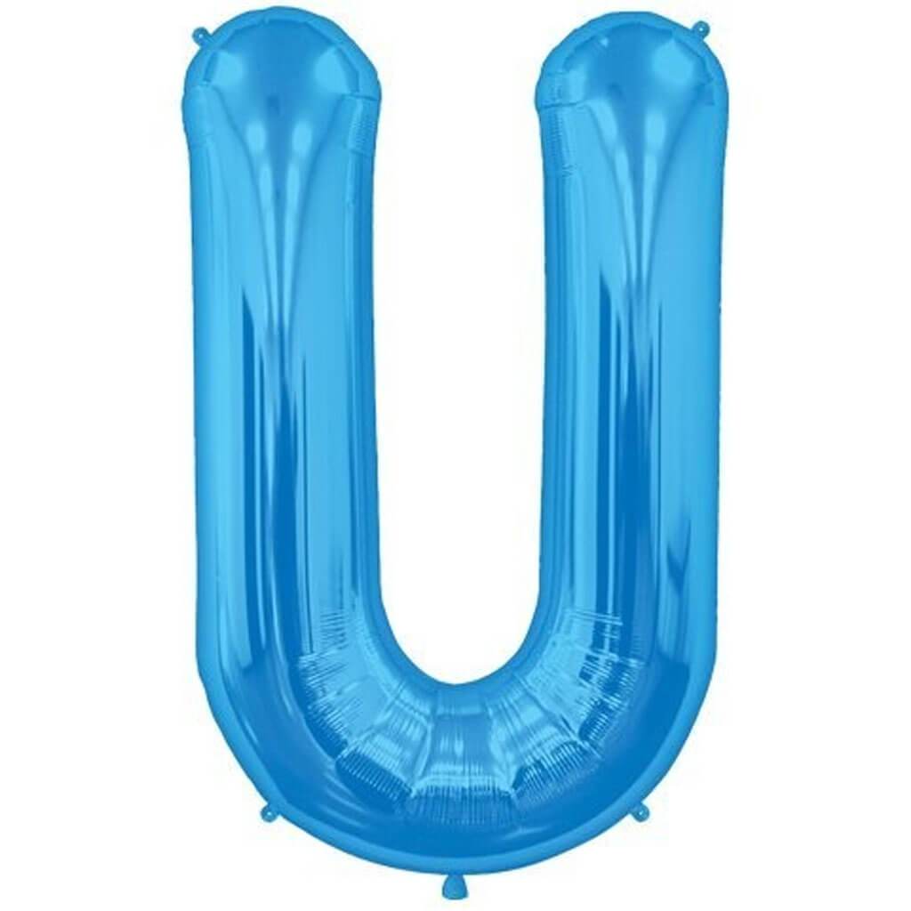 Letter U Blue Foil Balloon, 34in