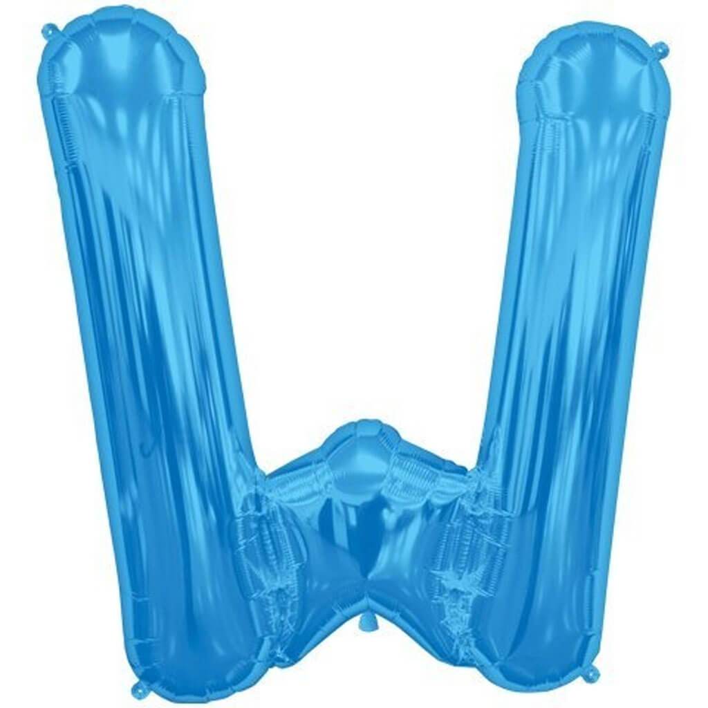 Letter W Blue Foil Balloon, 34in