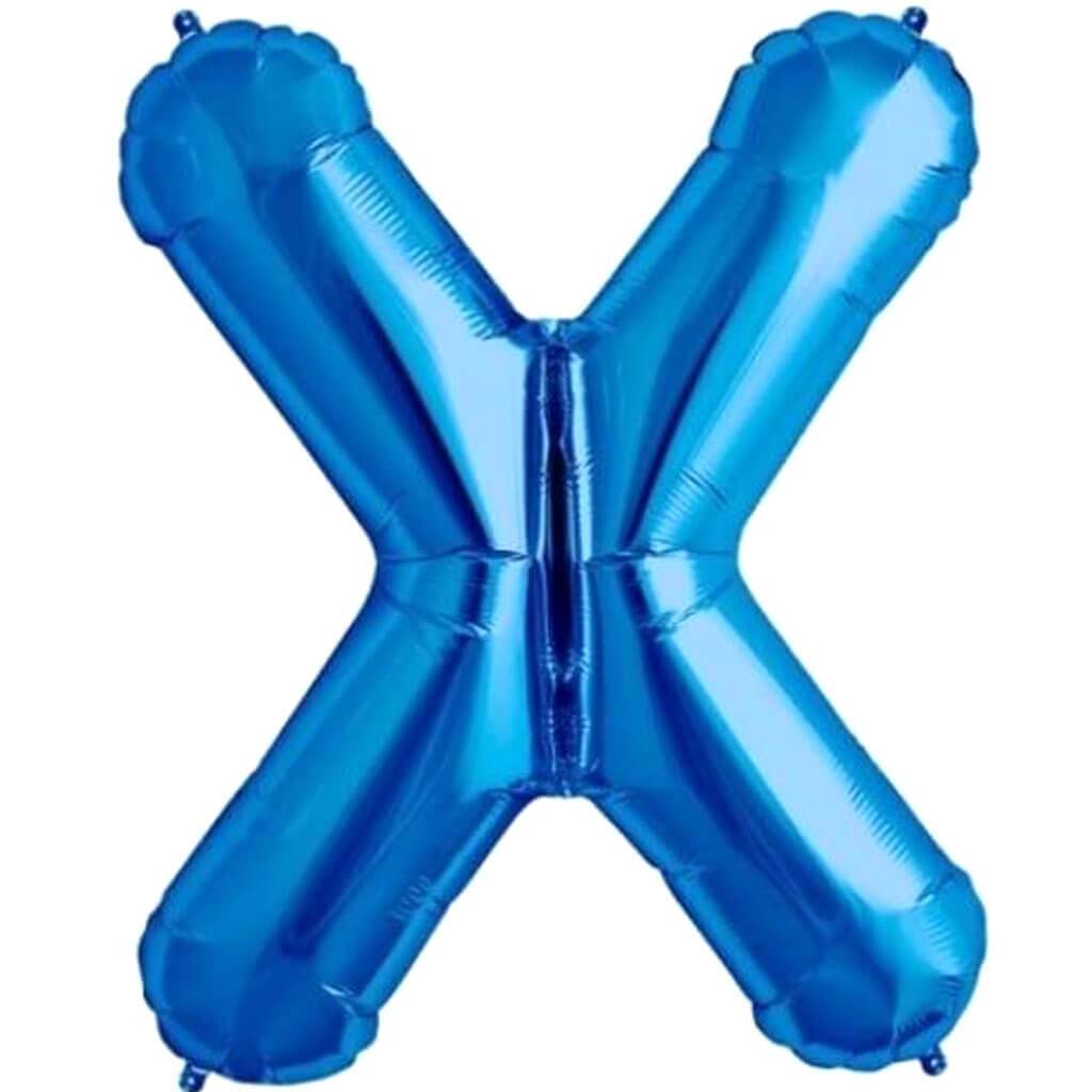 Letter X Blue Foil Balloon, 34in