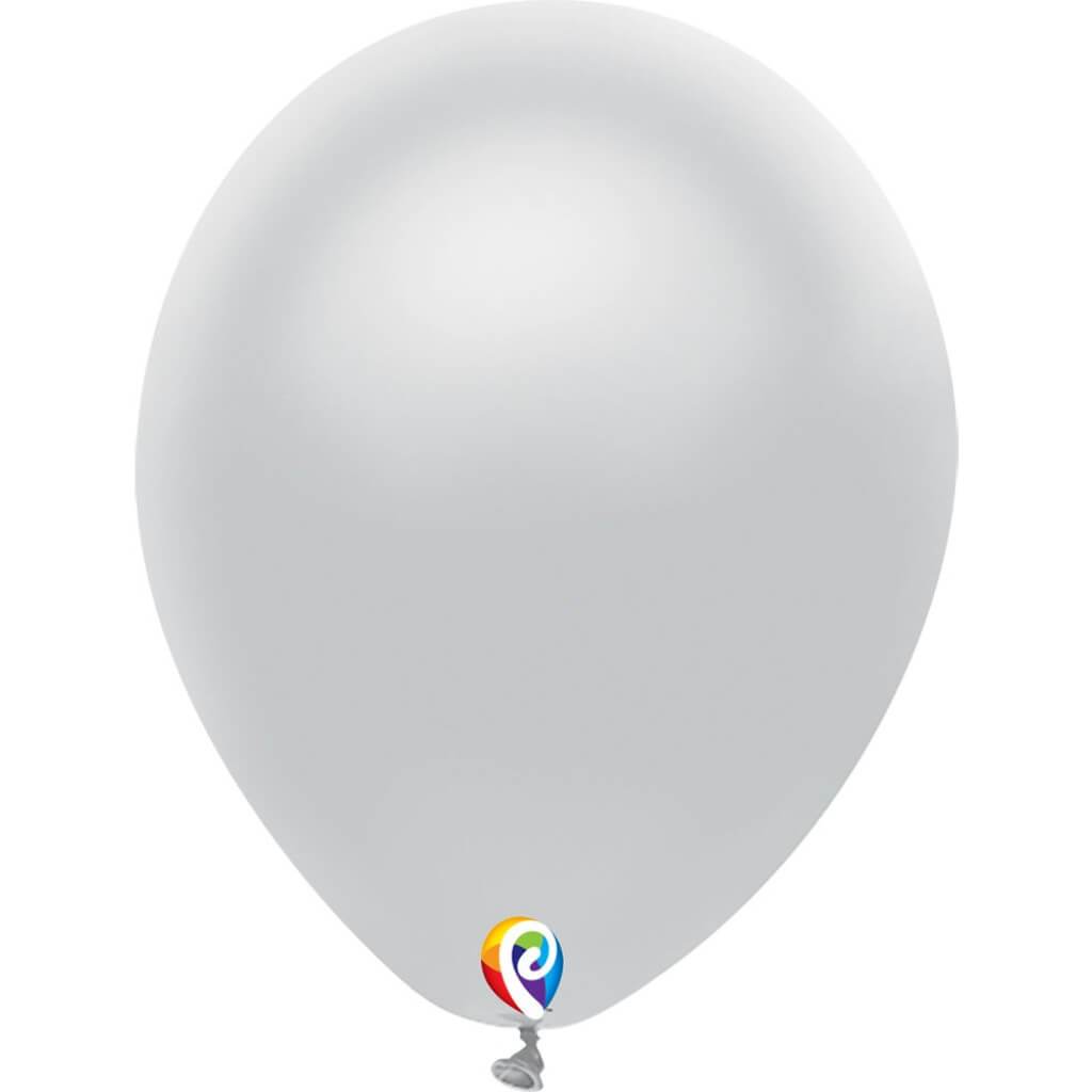 Latex Balloon Plain Silver, 12in