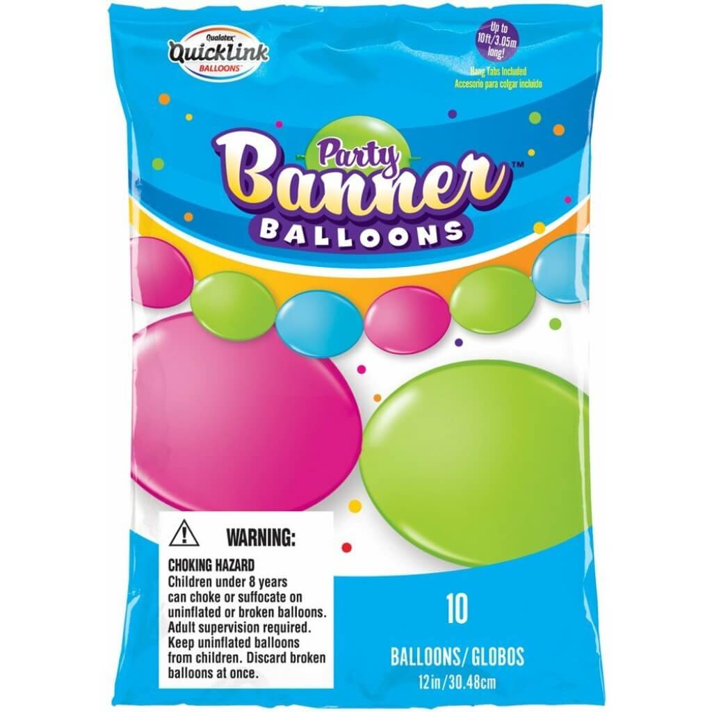 Balloons Banner Bright Assorted, 10ct