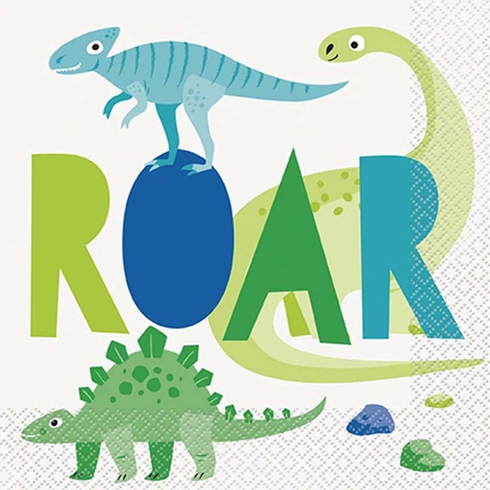 Blue & Green Dinosaur Luncheon Napkins, 16ct